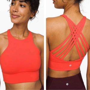 lululemon High Neck Longline Free to be Moved bra 6 coral